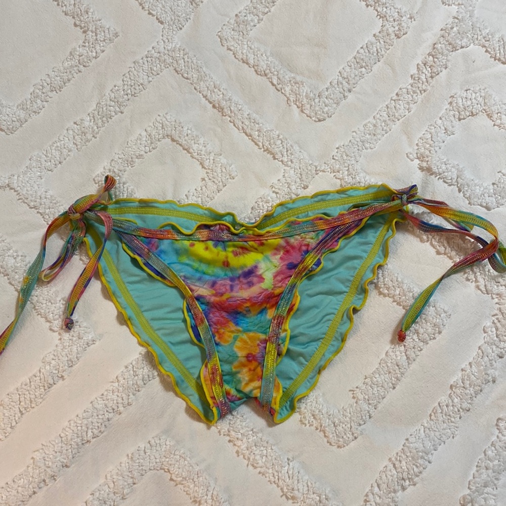 Rainbow tie dyed bikini bottom